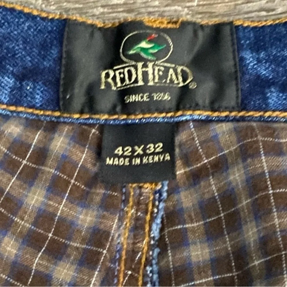 RedHead Jeans Mens Size 42X32 Flannel Lined Blue New‎ Button Fly Zip